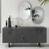 Wohnen 3-türiges Sideboard mit Marmor Einsätzen Schwarz - Wakes