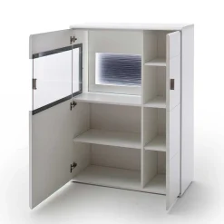 Wohnen 2-türiges Wohnzimmer Highboard in Weiß & Anthrazit - Hazime