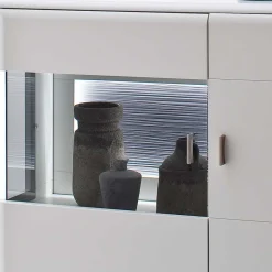 Wohnen 2-türiges Wohnzimmer Highboard in Weiß & Anthrazit - Hazime