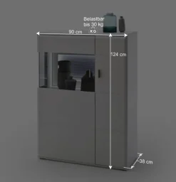 Wohnen 2-türiges Wohnzimmer Highboard in Weiß & Anthrazit - Hazime