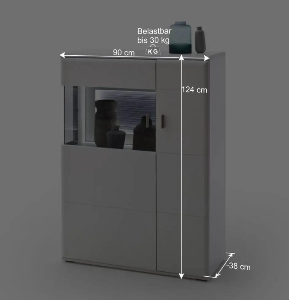 Wohnen 2-türiges Wohnzimmer Highboard in Weiß & Anthrazit - Hazime