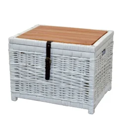 Wohnen Truhe Wohnzimmertisch aus Rattan Weiß - Jacopo