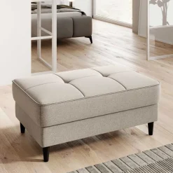 Truhen-Polsterhocker in Cremeweiß Stoff - Philippe^Wohnen Outlet