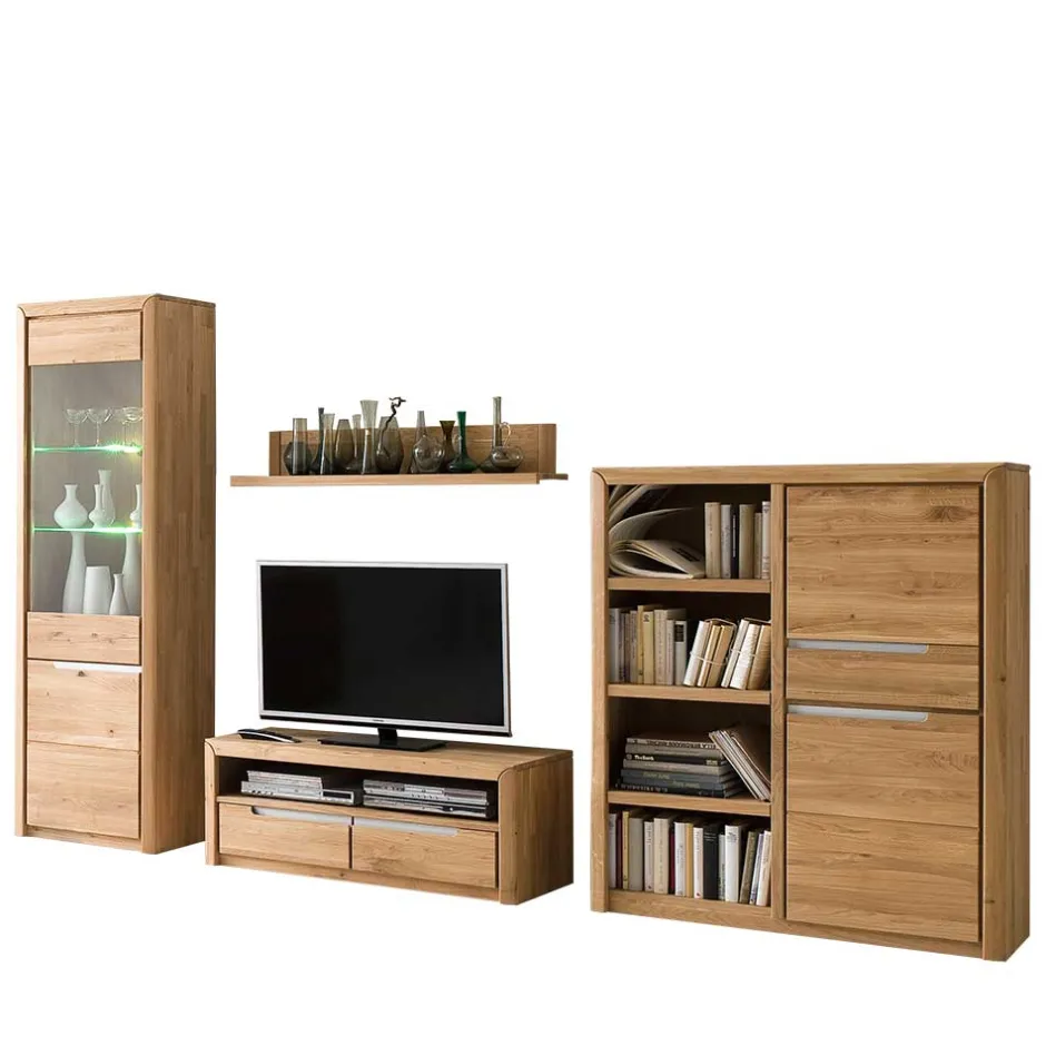 TV Anbauwand Croconia aus Wildeiche Massivholz (vierteilig)^Wohnen Hot