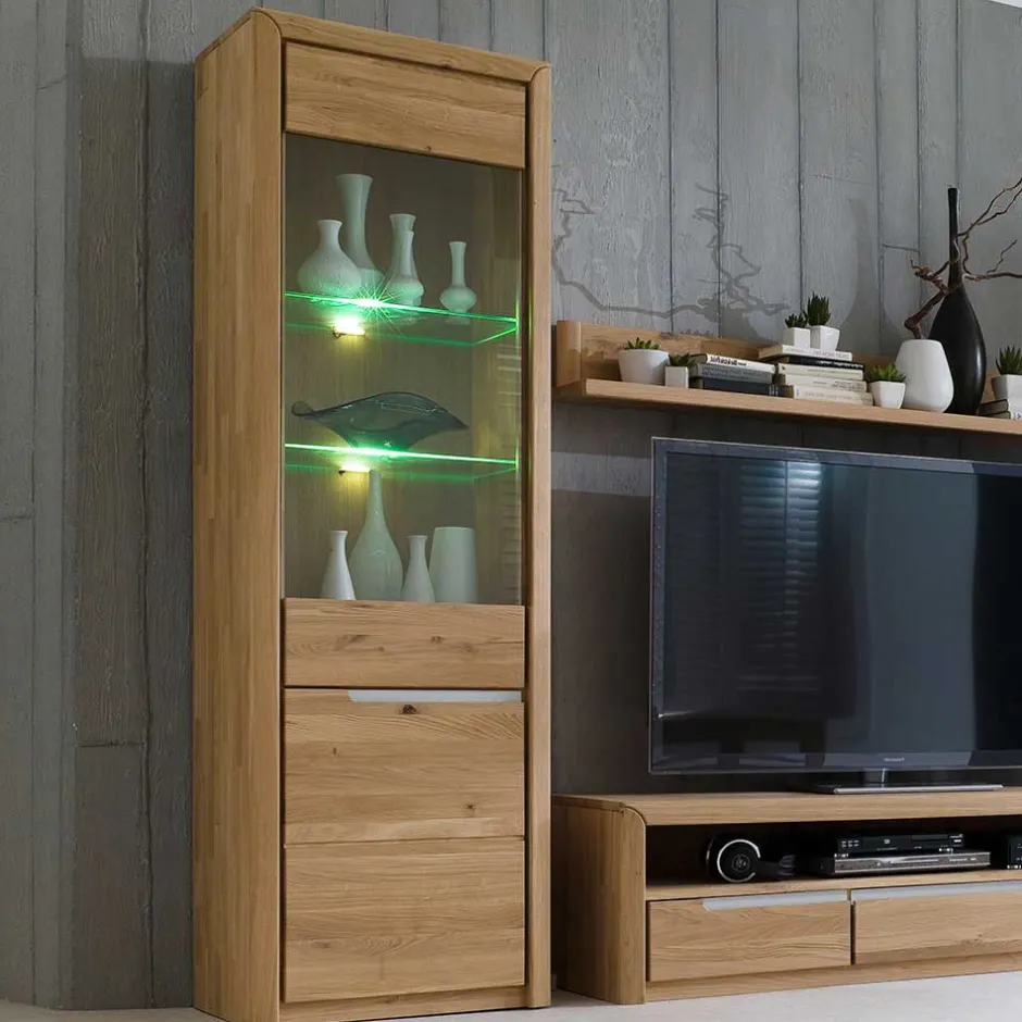 TV Anbauwand Croconia aus Wildeiche Massivholz (vierteilig)^Wohnen Hot