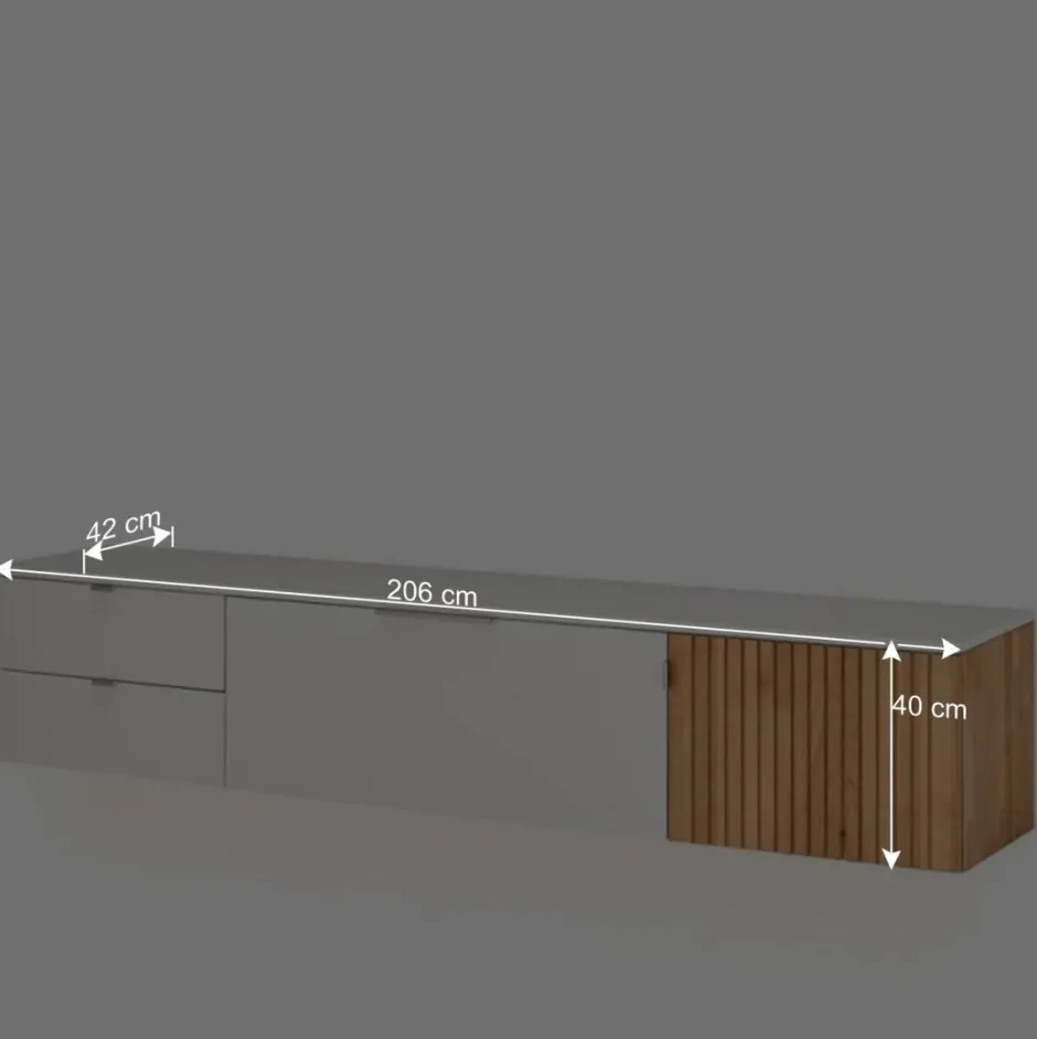 Wohnen TV Anbauwand Designmöbel Set - Miloris (dreiteilig)