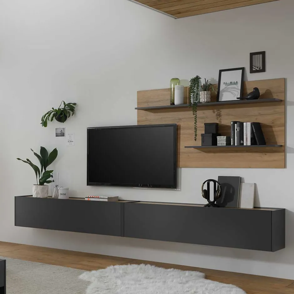 Wohnen TV Anbauwand für Fernseher hängend - Ahilav I (dreiteilig)