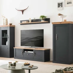 Wohnen TV Anbauwand in Anthrazit & Wildeiche - Lionel (vierteilig)