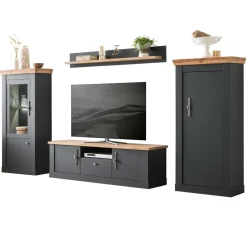 Wohnen TV Anbauwand in Anthrazit & Wildeiche - Lionel (vierteilig)