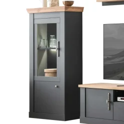 Wohnen TV Anbauwand in Anthrazit & Wildeiche - Lionel (vierteilig)