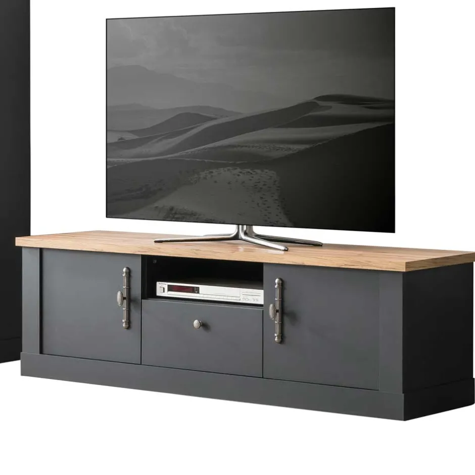 Wohnen TV Anbauwand in Anthrazit & Wildeiche - Lionel (vierteilig)