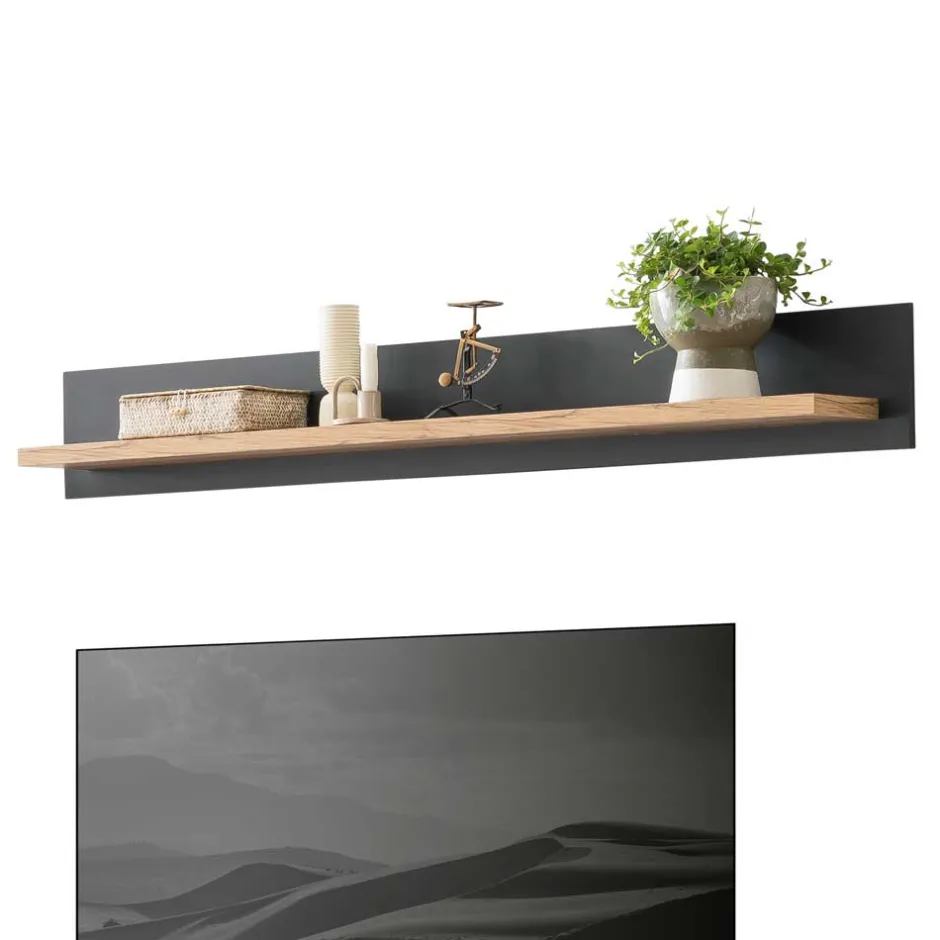 Wohnen TV Anbauwand in Anthrazit & Wildeiche - Lionel (vierteilig)