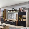 Wohnen TV Anbauwand in Schwarz & Wildeiche - Kandu (vierteilig)