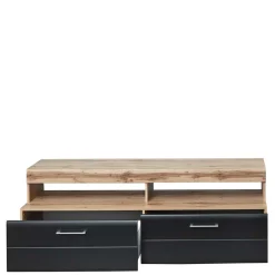 Wohnen TV Anbauwand in Schwarz & Wildeiche - Kandu (vierteilig)