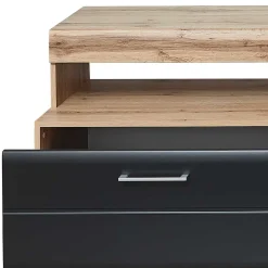 Wohnen TV Anbauwand in Schwarz & Wildeiche - Kandu (vierteilig)