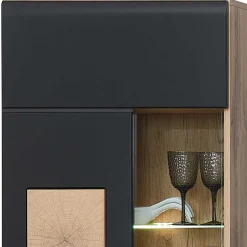 Wohnen TV Anbauwand in Schwarz & Wildeiche - Kandu (vierteilig)