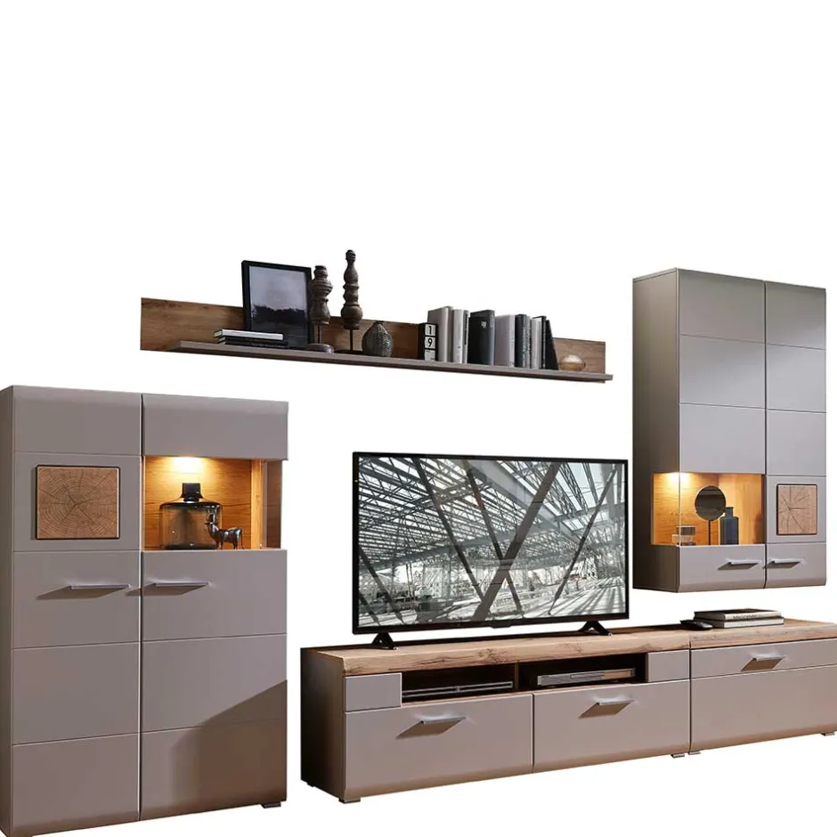 TV Anbauwand Möbel mit LED Licht - Fraguca (fünfteilig)^Wohnen Best