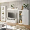 Wohnen TV Anbauwand Set in weißer Holzoptik Pinie - Liancos (vierteilig)