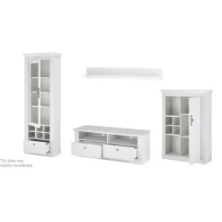 Wohnen TV Anbauwand Set in weißer Holzoptik Pinie - Liancos (vierteilig)