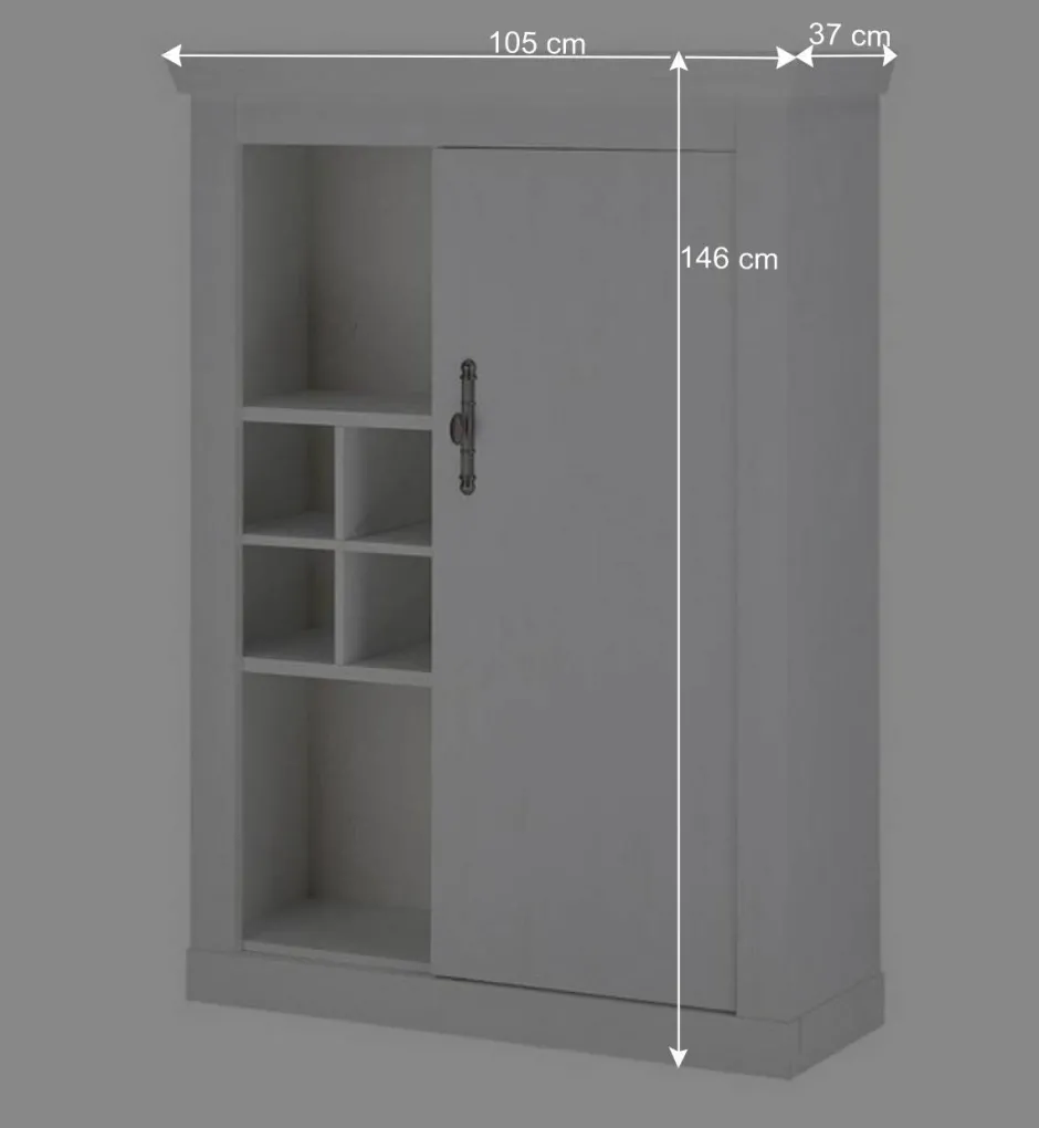 Wohnen TV Anbauwand Set in weißer Holzoptik Pinie - Liancos (vierteilig)