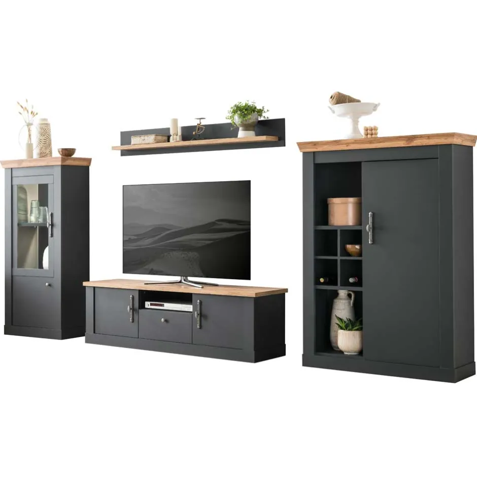 TV Anbauwand Wohnzimmermöbel Set - Lionel (vierteilig)^Wohnen New