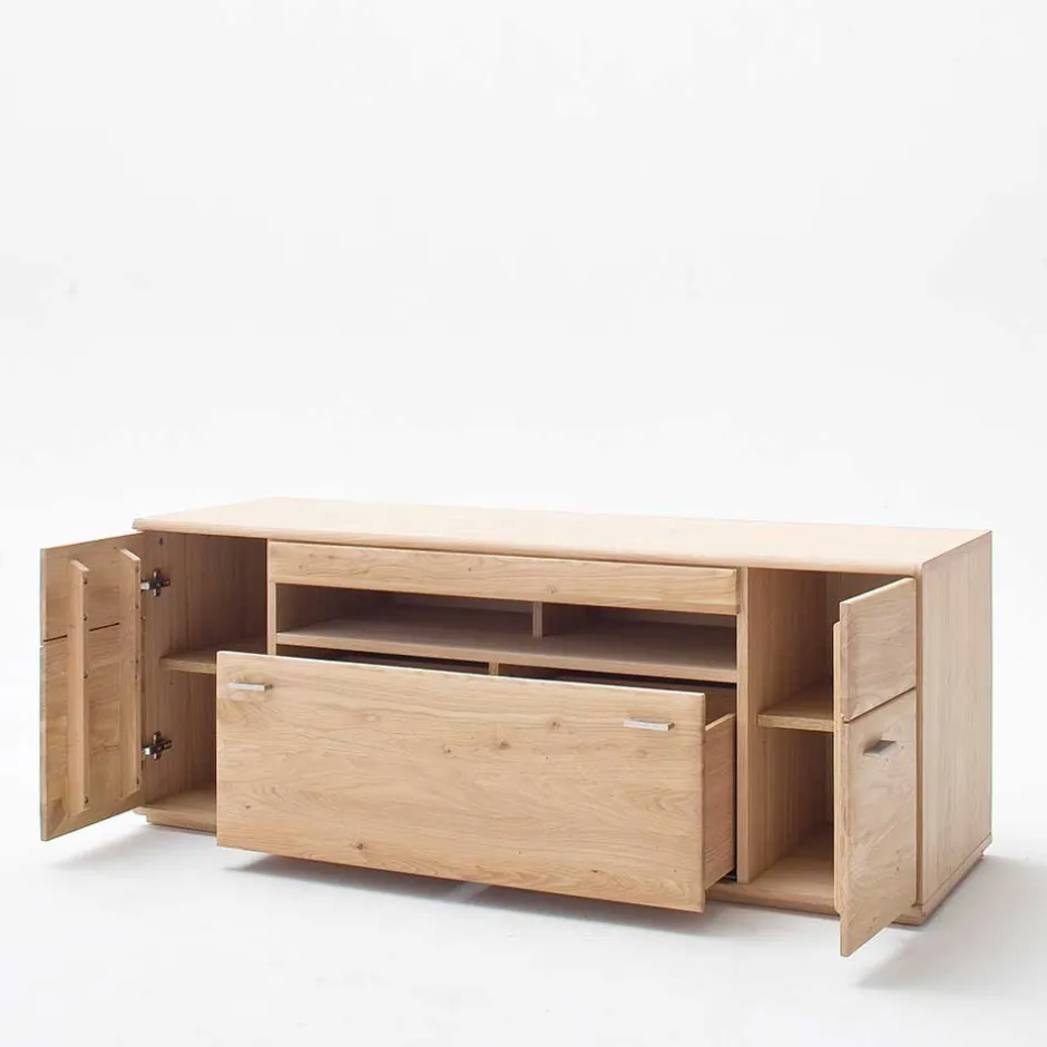 Wohnen TV Bank in Eiche Bianco teilmassiv Pontros 2-türig