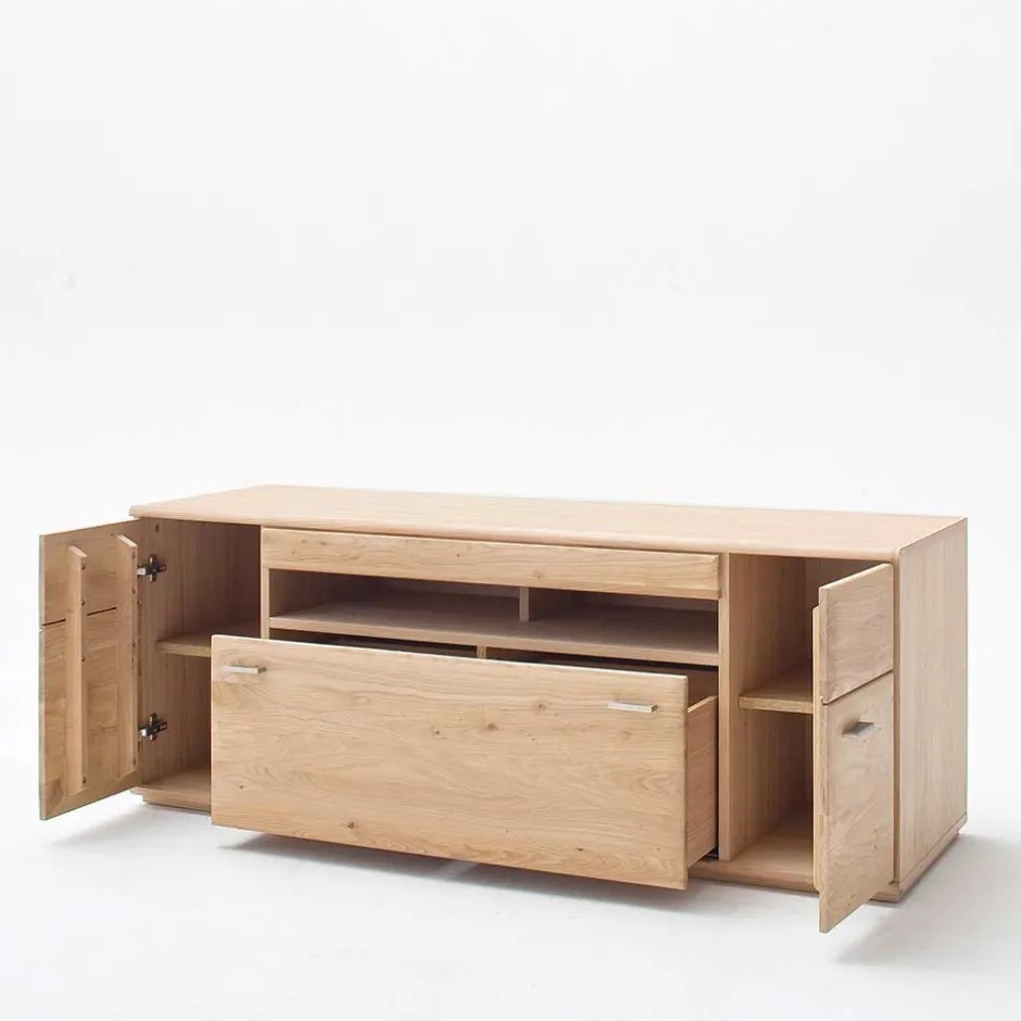 Wohnen TV Bank in Eiche Bianco teilmassiv Pontros 2-türig