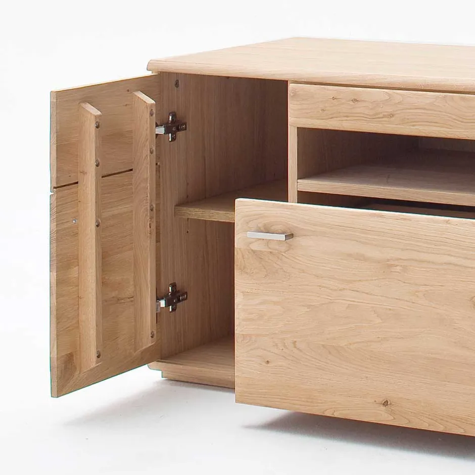 Wohnen TV Bank in Eiche Bianco teilmassiv Pontros 2-türig