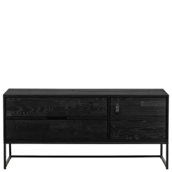 TV Board - teilmassiv in Schwarz - Almery^Wohnen Sale