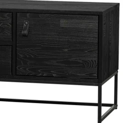 TV Board - teilmassiv in Schwarz - Almery^Wohnen Sale