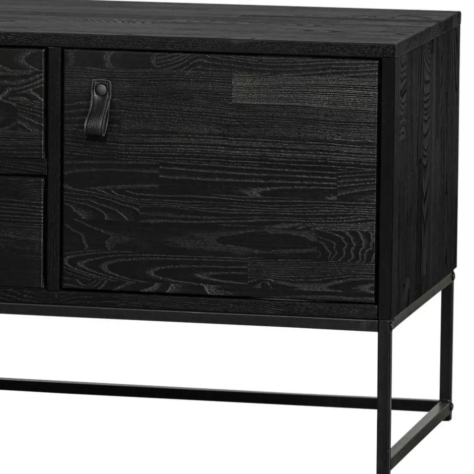 TV Board - teilmassiv in Schwarz - Almery^Wohnen Sale