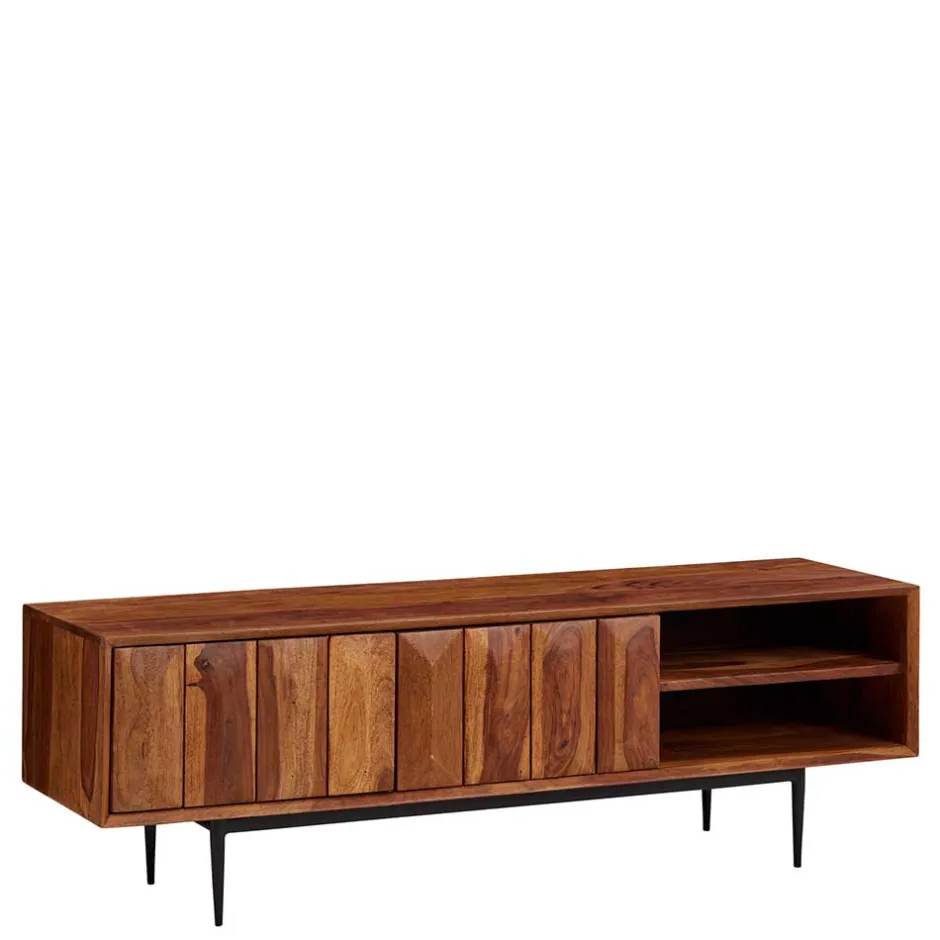 TV Board aus Sheesham Massivholz & Metall - Elmin^Wohnen Outlet