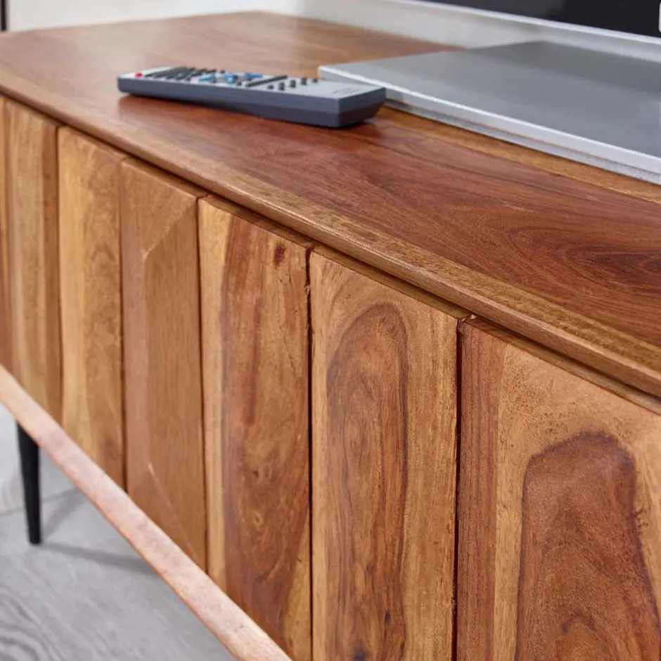 TV Board aus Sheesham Massivholz & Metall - Elmin^Wohnen Outlet