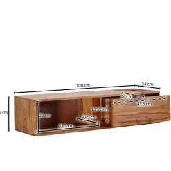 Wohnen TV Board für die Wandmontage aus Massivholz - Vanskupa