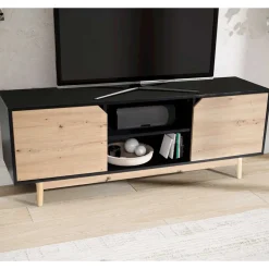 TV Board in Eiche und Schwarz - Heraklion^Wohnen Clearance