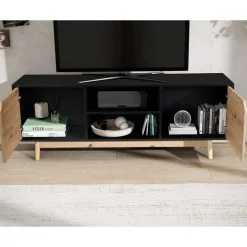 TV Board in Eiche und Schwarz - Heraklion^Wohnen Clearance