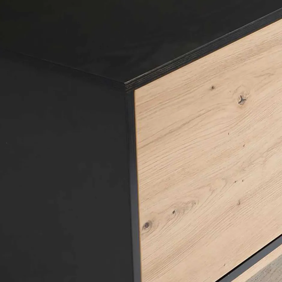 TV Board in Eiche und Schwarz - Heraklion^Wohnen Clearance