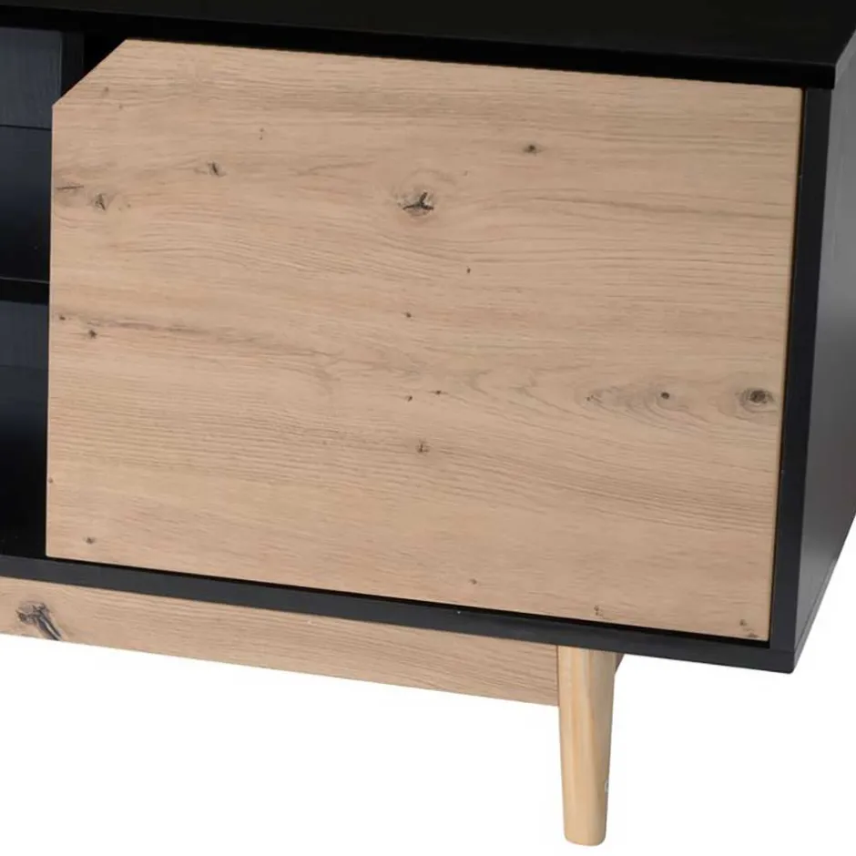 TV Board in Eiche und Schwarz - Heraklion^Wohnen Clearance