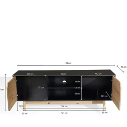 TV Board in Eiche und Schwarz - Heraklion^Wohnen Clearance