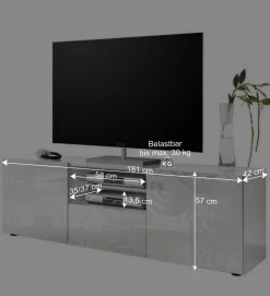 Wohnen TV Board in Hochglänzend Weiß lackiert - Vascaub I