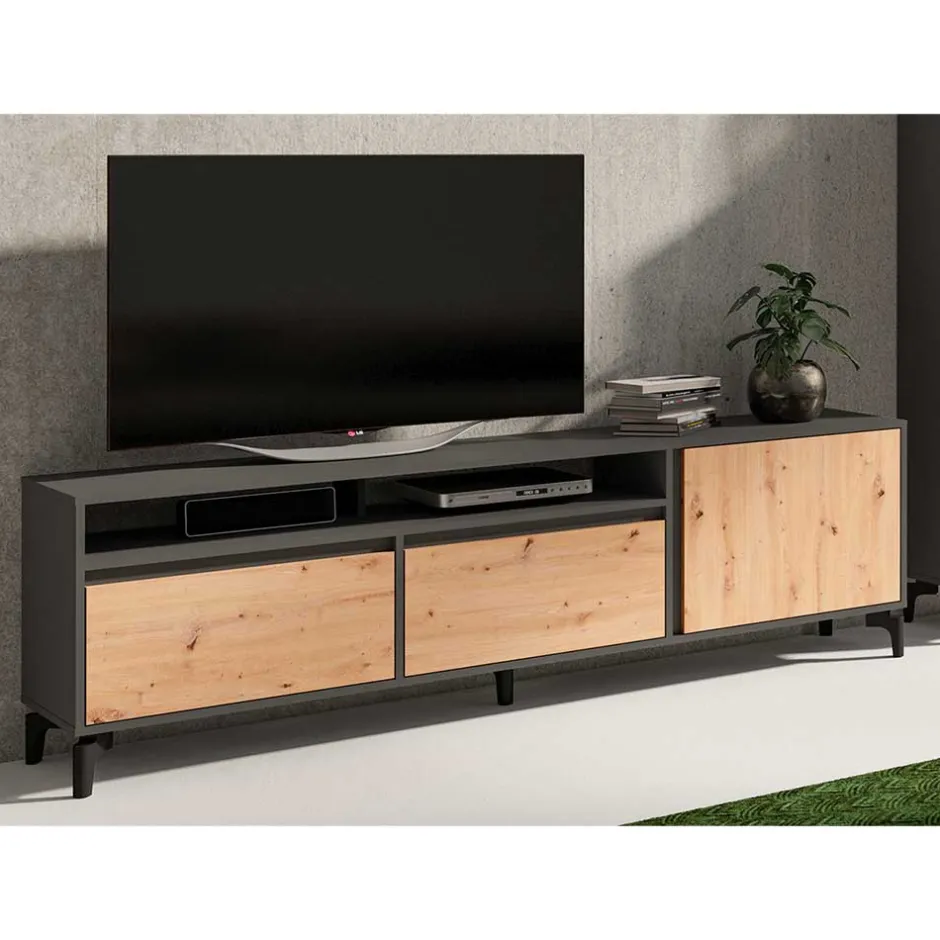 TV Board in Wildeiche & Anthrazit - Kiss^Wohnen Sale