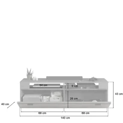Wohnen TV Board in Wildeiche NB & Grau - Scarlett