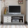 Wohnen TV Board Mirandesca in Weiß Grau teilmassiv