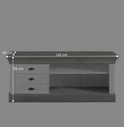 Wohnen TV Board Mirandesca in Weiß Grau teilmassiv