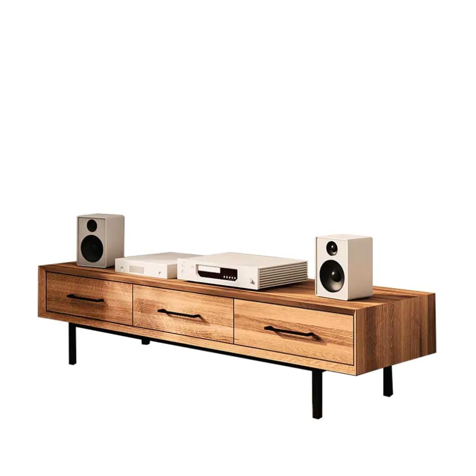 TV Board mit drei Schubladen aus Wildeiche - Kerfa^Wohnen Hot