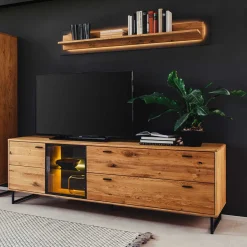 Wohnen TV Board mit Glastür & Tür & zwei Schubladen - Flacona