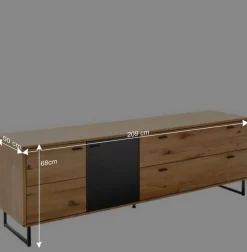 Wohnen TV Board mit Glastür & Tür & zwei Schubladen - Flacona