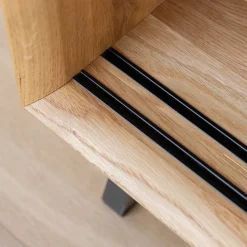 Wohnen TV Board mit Schiebetüren aus getöntem Glas & Eiche - Fabiella