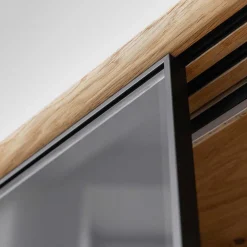 Wohnen TV Board mit Schiebetüren aus getöntem Glas & Eiche - Fabiella