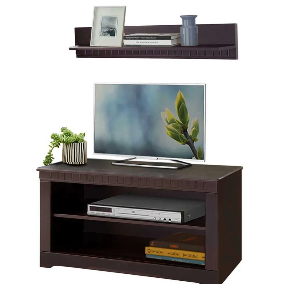 TV Board und Wandboard in Dunkelbraun - Vajohara (zweiteilig)^Wohnen Outlet